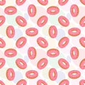 Vector seamless pattern with pink donuts; colorful tasty background.